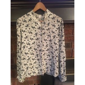 Lacausa white & black floral blouse sz med